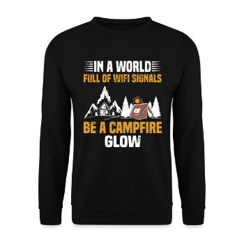 Dans un monde plein de signaux Wifi, soyez un Feu de camp Glo - Sweat-shirt Unisexe - noir - Devant - Alina (178cm) & Michal (187cm)