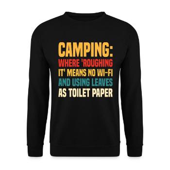 Camping : où « à la dure » signifie pas de Wi-Fi et nous - Sweat-shirt Unisexe - noir - Devant - Alina (178cm) & Michal (187cm)