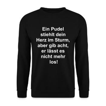 Herz-Pudel-Geschenk - Unisex Pullover - Schwarz - Vorne - Alina (178cm) & Michal (187cm)