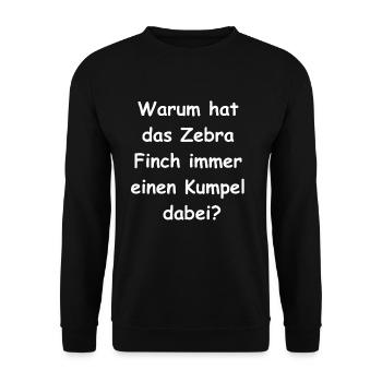 Zebra Finch Geschenk - Unisex Pullover - Schwarz - Vorne - Alina (178cm) & Michal (187cm)
