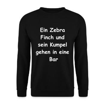 Zebra Finch Geschenk - Unisex Pullover - Schwarz - Vorne - Alina (178cm) & Michal (187cm)