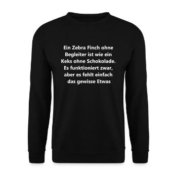 Personalisiertes Zebra Finch Geschenk - Unisex Pullover - Schwarz - Vorne - Alina (178cm) & Michal (187cm)