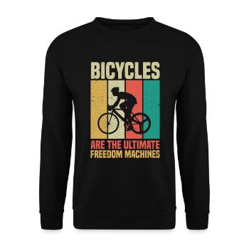 Fahrräder sind die ultimativen Freiheitsmaschinen. - Unisex Pullover - Schwarz - Vorne - Alina (178cm) & Michal (187cm)