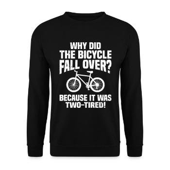 Warum ist das Fahrrad umgefallen? Da es sich um zwei - Unisex Pullover - Schwarz - Vorne - Alina (178cm) & Michal (187cm)