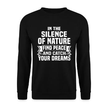 In The Silence Of Nature, Find Peace And Catch You - Unisex Sweatshirt - black - Front - Alina (178cm) & Michal (187cm)