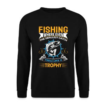 Fishing: Where Even The Smallest Catch Feels Like - Unisex Sweatshirt - black - Front - Alina (178cm) & Michal (187cm)