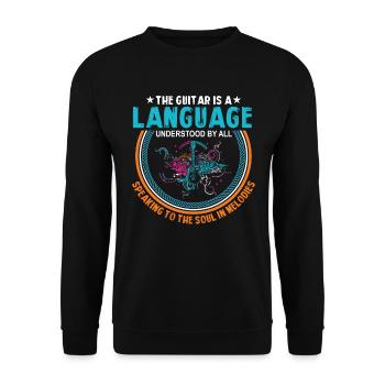 La guitare est un langage compris de tous, Speaki - Sweat-shirt Unisexe - noir - Devant - Alina (178cm) & Michal (187cm)
