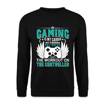 Gaming ist mein Cardio - meine Finger werden ziemlich wor - Unisex Pullover - Schwarz - Vorne - Alina (178cm) & Michal (187cm)
