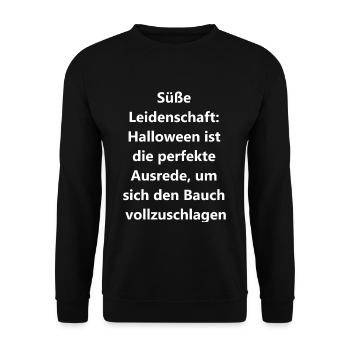 Geschenk für Naschkatzen - Unisex Pullover - Schwarz - Vorne - Alina (178cm) & Michal (187cm)