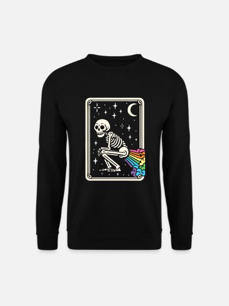 Tarot Card Skeleton Farting Rainbows LGBT - Unisex Sweatshirt - black