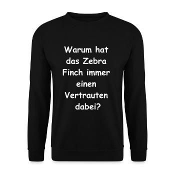 Zebra Finch Geschenk - Unisex Pullover - Schwarz - Vorne - Alina (178cm) & Michal (187cm)