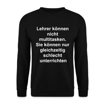 Geschenk für Lehrer - Unisex Pullover - Schwarz - Vorne - Alina (178cm) & Michal (187cm)