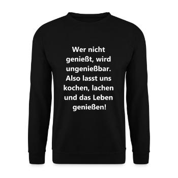 Kochlöffel Geschenkanhänger - Unisex Pullover - Schwarz - Vorne - Alina (178cm) & Michal (187cm)