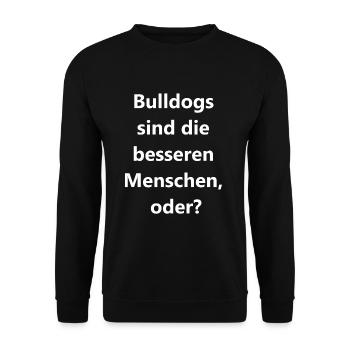 Mensch vs. Bulldog - Wer gewinnt? Geschenk - Unisex Pullover - Schwarz - Vorne - Alina (178cm) & Michal (187cm)