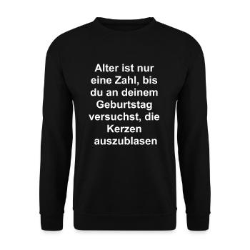 Geburtstagskerzen Geschenk - Unisex Pullover - Schwarz - Vorne - Alina (178cm) & Michal (187cm)