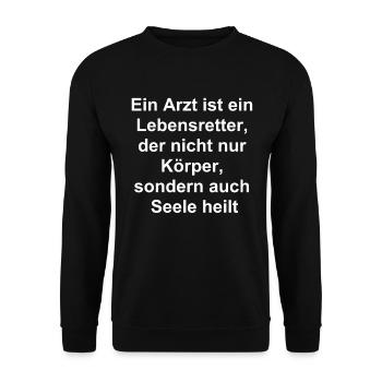 Arzt Geschenk - Unisex Pullover - Schwarz - Vorne - Alina (178cm) & Michal (187cm)