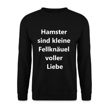 Hamstergeschenk - Unisex Pullover - Schwarz - Vorne - Alina (178cm) & Michal (187cm)