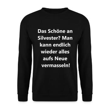Silvester Fail Geschenk - Unisex Pullover - Schwarz - Vorne - Alina (178cm) & Michal (187cm)