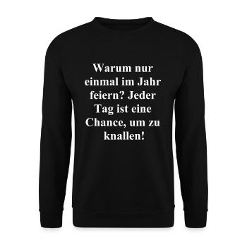 Knallhartes Silvestergeschenk - Unisex Pullover - Schwarz - Vorne - Alina (178cm) & Michal (187cm)