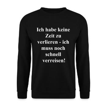 Reisezeit Geschenk - Unisex Pullover - Schwarz - Vorne - Alina (178cm) & Michal (187cm)