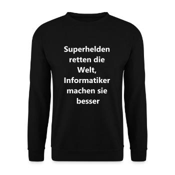Heldenhafter Code Geschenk - Unisex Pullover - Schwarz - Vorne - Alina (178cm) & Michal (187cm)