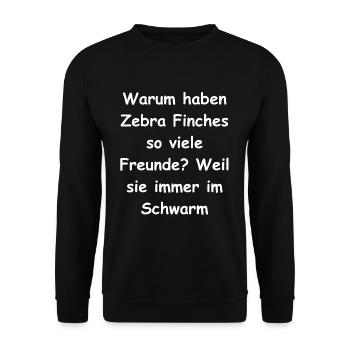 Zebra Finch Geschenk - Unisex Pullover - Schwarz - Vorne - Alina (178cm) & Michal (187cm)
