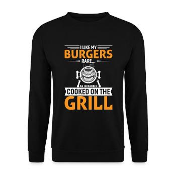Ich mag meine Burger rare... Wie in Selten gekocht auf dem - Unisex Pullover - Schwarz - Vorne - Alina (178cm) & Michal (187cm)
