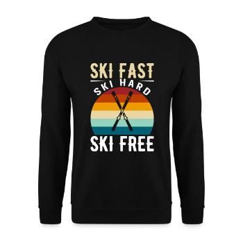 Ski Fast, Ski Hard, Ski Free. - Unisex Pullover - Schwarz - Vorne - Alina (178cm) & Michal (187cm)