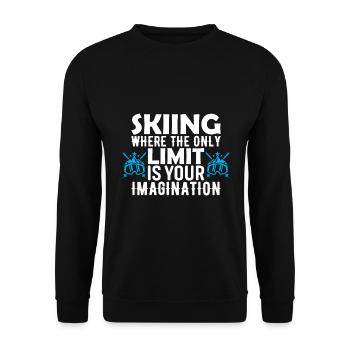 Skifahren: Wo die einzige Grenze Ihre Vorstellungskraft ist. - Unisex Pullover - Schwarz - Vorne - Alina (178cm) & Michal (187cm)