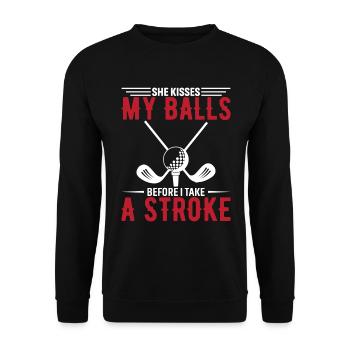 Elle embrasse mes couilles avant que je ne fasse un coup - Sweat-shirt Unisexe - noir - Devant - Alina (178cm) & Michal (187cm)