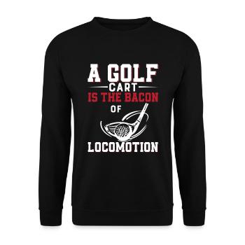 Ein Golfwagen ist der Speck der Fortbewegung - Unisex Pullover - Schwarz - Vorne - Alina (178cm) & Michal (187cm)