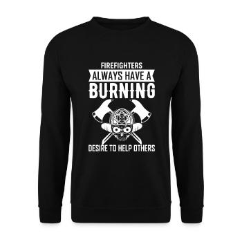 Feuerwehrleute haben immer den brennenden Wunsch zu helfen - Unisex Pullover - Schwarz - Vorne - Alina (178cm) & Michal (187cm)
