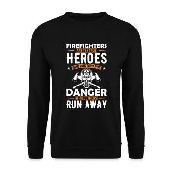 Feuerwehrleute sind die wahren Helden, die auf d - Unisex Pullover - Schwarz - Vorne - Alina (178cm) & Michal (187cm)