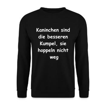 Häschen-Kumpel-Geschenk - Unisex Pullover - Schwarz - Vorne - Alina (178cm) & Michal (187cm)