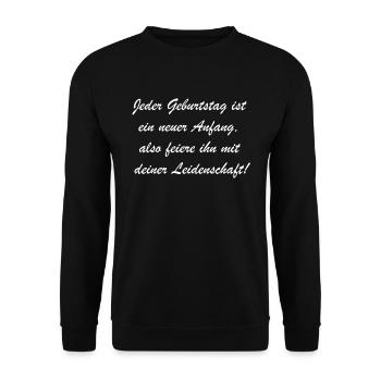 Lebenslustiges Geschenk zum Geburtstag - Unisex Pullover - Schwarz - Vorne - Alina (178cm) & Michal (187cm)
