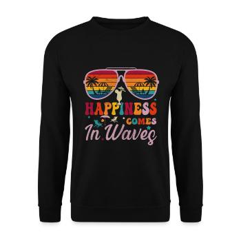 Das Glück kommt in Wellen - Unisex Pullover - Schwarz - Vorne - Alina (178cm) & Michal (187cm)