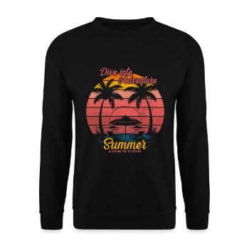 Tauchen Sie ein in das Abenteuer; Der Sommer ruft Sie zum Expl - Unisex Pullover - Schwarz - Vorne - Alina (178cm) & Michal (187cm)