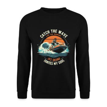 Catch the wave, live the moment - Jet Skiing ignit - Unisex Sweatshirt - black - Front - Alina (178cm) & Michal (187cm)