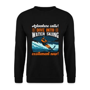 Adventure calls! Dive into water skiing excitement - Unisex Sweatshirt - black - Front - Alina (178cm) & Michal (187cm)