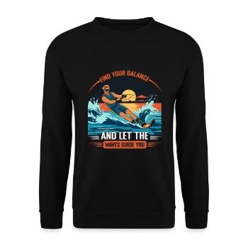 Find your balance and let the waves guide you. - Unisex Sweatshirt - black - Front - Alina (178cm) & Michal (187cm)