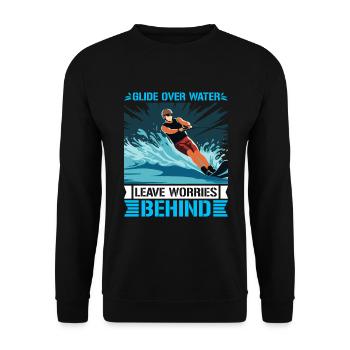 Glide over water, leave worries behind. - Unisex Sweatshirt - black - Front - Alina (178cm) & Michal (187cm)