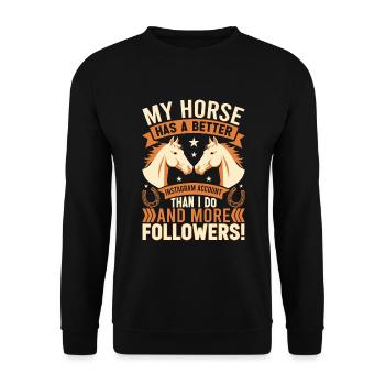 Mein Pferd hat einen besseren Instagram-Account als ich - Unisex Pullover - Schwarz - Vorne - Alina (178cm) & Michal (187cm)