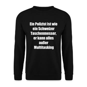 Multitasking Policeman Gift - Unisex Sweatshirt - black - Front - Alina (178cm) & Michal (187cm)