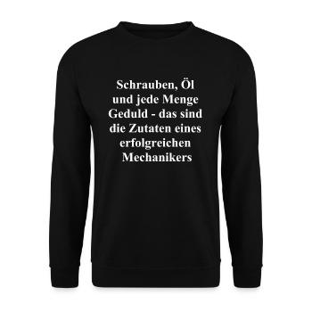 Patient Mechanic Gift - Unisex Sweatshirt - black - Front - Alina (178cm) & Michal (187cm)
