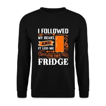 J’ai suivi mon cœur, et il m’a conduit au frigo. - Sweat-shirt Unisexe - noir - Devant - Alina (178cm) & Michal (187cm)