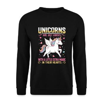Unicorns are just horses with a little extra magic - Unisex Sweatshirt - black - Front - Alina (178cm) & Michal (187cm)
