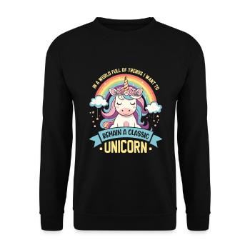 In a world full of trends, I want to remain a clas - Unisex Sweatshirt - black - Front - Alina (178cm) & Michal (187cm)