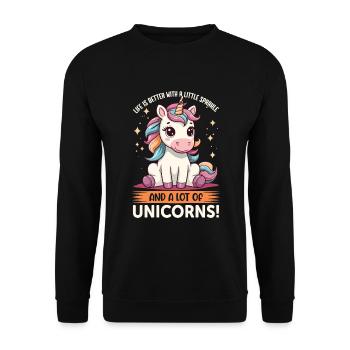 La vie est meilleure avec un peu d’éclat et beaucoup de - Sweat-shirt Unisexe - noir - Devant - Alina (178cm) & Michal (187cm)