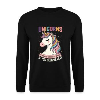 Les licornes nous rappellent que la magie est réelle si vous mentez - Sweat-shirt Unisexe - noir - Devant - Alina (178cm) & Michal (187cm)