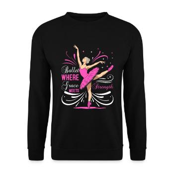 Ballet: where grace meets strength - Unisex Sweatshirt - black - Front - Alina (178cm) & Michal (187cm)